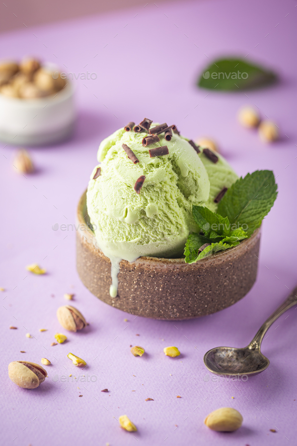 Pistachio ice cream Stock Photo by ipolly80 PhotoDune